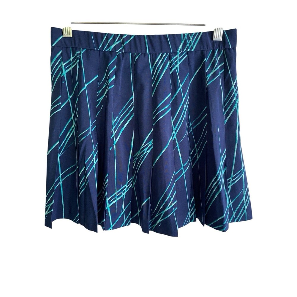 LBH Skirt Womens 8 Blue Geometric Pleated Tennis Golf Mini Made USA